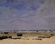 The Coastline at Berck at Low Tide - 尤金·布丹